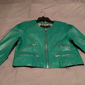 Bagatelle NYC Green Leather Moto Jacket - Size Medium